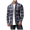 Men Casual Plaid Print lange mouwen lange mouwen enkele borsten borsten trui Vest Plaid lange mouwen gebreide trui jas L220730