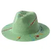 Wide Brim Hats Fashion Sun Hat pour femmes hommes graffia imprimé paille Panama Black Beach Jazz Hatwide