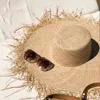 Women Summer Natural Raffia Girl Fashion Ribbon Floppy Shading Panama Wide Brim Sun s Vacation Travel Beach Straw Hat