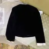 Primavera Nuova Jiaxiaoxiang Bow Suit Women's Coat Black Velvet Short Top