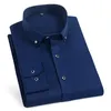 Camicia a maniche lunghe da uomo di alta qualità Abito casual Tinta unita Routine Fit Design Camicie sociali da uomo d'affari Bianco Blu Nero 220621