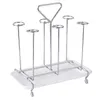 Hot Metal Glass Cup Rack Water Mug Draining Organizer Cup Drying Stand Dryer Cleaning Feeding Cups Stand Holder - Square Shape T200506