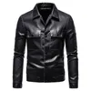 Homens outono Inverno Black Black Leather Jackets Mens Zipper Basic Coat Motorcycle Biker Windbreaker masculino Pu casual Outwear 4xl 220816