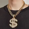 Iced Out Miami Cuban Link Chain Gold Silver Men Hip Hop Tennis Graderad halsbandsmycken 16 tum 18 tum 20 tum 24 tum dollar tecken