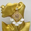 Cuelga la lámpara Zouchunfu borla flor colgante pendientes grandes para las mujeres Aretes joyería del banquete de boda de lujo Boho Oorbellen 2022 Declaración
