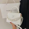 Женская сумка через плечо с серебряной цепочкой Кожаная сумка Tote Pearl Chain Pattern Женская откидная крышка Диагональные сумки на ремне Кошелек Fashion Luxurys Designers
