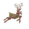 30 Pcs/Lot Fashion Brooches Pink Rhinestone Deer Elk Christmas Pin For Xmas Gift/Decoration