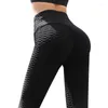 Tenues de yoga Collants pour femmes Pantalons Dames Taille haute Ass Lifting Texture Leggings Pantalons de survêtement Noir