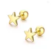 Stud Cute Mini Small Five Point Star Screw Achter oorbellen voor vrouwen Kids Baby Girls Rose Gold Color Piercing sieraden Oorbellenstud ODET22 FAR