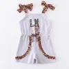 Girlymax Páscoa bebê meninas sem mangas de algodão leopardo amor coelho coelho vestido saia conjunto jumpsuit boutique crianças roupas babados 220419