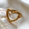 Anello da dito di alta qualità per gioielli da donna Trend per ragazze Carino foro cavo Love Heart Anelli vintage in acciaio inossidabile placcato oro 18k