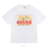 디자이너 고급 Rhude 남자 티셔츠 봄 여름 여름 짧은 슬리브 티셔츠 남자와 여자 모나코를위한 하나님의 도움