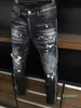 Men Jeans Hole Light Blue Dark gray Italy Brand Man Long Pants Trousers Streetwear denim Skinny Slim Straight Biker Jean