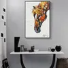 Abstrait coloré tête de cheval peinture à l'huile sur toile affiches et impressions mur Art photos pour salon décoration de la maison pas de cadre