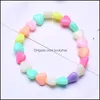 Charme Bracelets Bijoux Enfants Filles Bonbons Couleur Forme De Coeur Perlé Acrylique Élastique Enfants Fête D'anniversaire De Dhm4Z