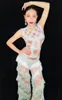 Stage Draag Fashion Lace Rhinestones Tassel Jumpsuit Women Rompers Leggings Costume Bodysuit Nightclub Outfits Rave Festival ClothingStage