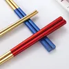 1 Pair Matte Silver Gold Japanese Korean Style Chinese Chopstick Sushi Sticks Noodles Rolls Food Tableware Reusable Metal Chopsticks 20220616 D3