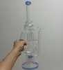 17 inch Blue Glass Water Bong Hookahs with Honeycomb Filters Recycler Oil Dab Rigs Smoking Pipes for male 14mm joint