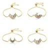 Chaîne à maillons en laiton plaqué or micro-incrusté coloré Zircon Lune Bracelets bijoux de luxe pour femmes Designer Chrams en gros en vrac Fawn22