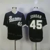 Men Moive Baseball Michael 45 Birmingham Barons Jersey Button Down Back Back Black White Gray Team Color All Stitched Retro Vintage Cool Base Flexbase Goede kwaliteit