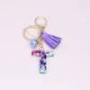Keychains roxa borla roxa para keys women jóias inglesas alfabetistas com gradiente de garrafa de estrela gradiente de resina espelho de bolsa