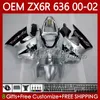 Kawasaki Ninja ZX 636 600CC ZX-600青い炎ZX-6R ZX636 ZX6R 00 01 02 37HC.110 ZX 600 CC 6 R ZX 6R ZX600カウリングZX-636 2000 2002射出成形型フェアリング