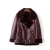PUWD暖かい女性の毛皮のジャケット2022冬のカジュアルストリートウェアレザーバックルソリッド快適なファッションの緩い女性の厚い出雲