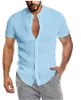 Camisas casuais masculinas camisa de linho de algodão de verão branca manga curta de moda sólida de moda shirtsmen