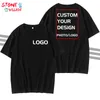 Summer Hip Hop Men s t -shirt tryck egen bild rund hals fast färg casual drop axelkläder överdimensionerad mode topp 220722