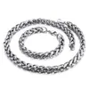 Silver Stainless Steel Jewelry Set Necklace Bracelet Set Heavy 8mm/10mm Wheat Chain Link Braid Fashion Gifts for Mens Women