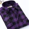 camisa de cuadros púrpura para hombres