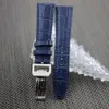 Relógio de couro tira a banda de relógio azul com barra de primavera para IWC Air grátis