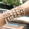 Charm Bracelets 5Pcs Design White Freshwater Pearl Bangle Star / Heart Shell Beads Bracelet For Women Jewelry 2022 Girlfriend GiftCharm Inte