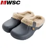MWSC Woman House Slippers PU Leather Warm Fur Slippers Home Slipper Indoor Floor Shoes for Female Winter Fashion Slippers Y200106