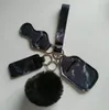 5pcs/set neoprene wristlet keychain pompom hand hand list repstick keychains sier keyring for women 18 color