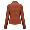 Giacca in pelle lavata Donna Primavera Autunno Cappotto Donna Moto Moto Biker Giacca con cerniera Donna Chaqueta Mujer Marrone Rosso L220801