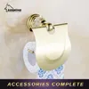 Bath Accessory Set Polished Gold Bathroom Accessories White Crystal Decoration Hardware Solid Brass Double Towel Ring HolderBath