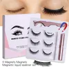 Thick Natural 3 Pairs Magnetic False Eyelashes Set Soft & Vivid Curly Crisscross Hand Made Reusable Multilayer Magnets Fake Lashes with Eyeliner Tweezer 5 Models DHL