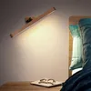 Vanity Lights drewniane lustro napełniające przednie światło LED Noc Portalble mobilne ładowanie magnetycznej lampy ściennej sypialnia sypialnia łóżka 240E