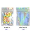 Sacs d'emballage refermables en plastique de qualité alimentaire pour la vente au détail Pochette en papier d'aluminium holographique Sac en mylar anti-odeurs pour le stockage des aliments 2types de sacs d'emballage au laser