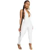 Damen Jumpsuits Strampler Frauen Sexy Club Night Party Neckholder Offener Rücken Tiefer V-Ausschnitt Figurbetonter ärmelloser Overall Einteiliger Strampler Overa