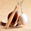 Mini luva de beisebol de três peças de bastão de madeira de batente de carros esportivos da cadeia de chaves do anel chave para homens para mulheres