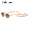 Unique Sunglasses Chain Set For Women Luxury Brand Polygon Square Sun Glasses Female Vintage Punk Eyewear Beige Men Shades 220506