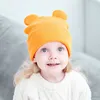 Autumn Winter Baby Hat com orelha cor sólida crochê infantil garoto garoto boné quente crianças malhas de malha de bebê chapéu 220514