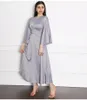 Ubranie etniczne muzułmańska sukienka Kobiety na Bliskim Wschodzie satynowy Lotus Sleeve Kobieta Long Abaya Turkey Fashion Dubai