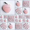 Charms Bijoux Résultats Composants Pierre Naturelle 25mm Forme De Coeur Rose Quartz Pendentifs Chakras Gem Fit Boucles D'oreilles Dhqqf