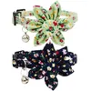 Cat Collars & Leads Breakaway Collar With Flower And Bell Adjustable Floral Kitten Quick Release Buckle Green Navy Blue