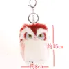 Porte-clés hibou pelucheux 12cm, pendentif pour femmes et filles, porte-clés en Faux lapin, pompons en fourrure, porte-clés pour sac à main