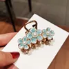 Retro Metal Medium Flowers Pearl Hairpin Claw Barrettes for Women Girl Hair Accessories Headwear 958 D3