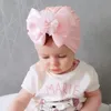 Baby meisje mutsen lente val pasgeboren hoeden met boog kralen ontwerp effen kleur baby kinderen hoed cap